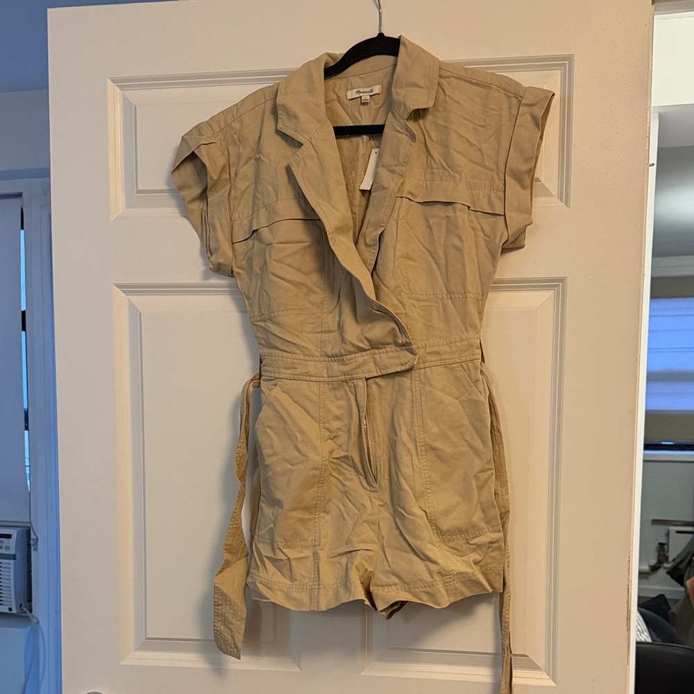 New Madewell Tan Short Sleeve Romper